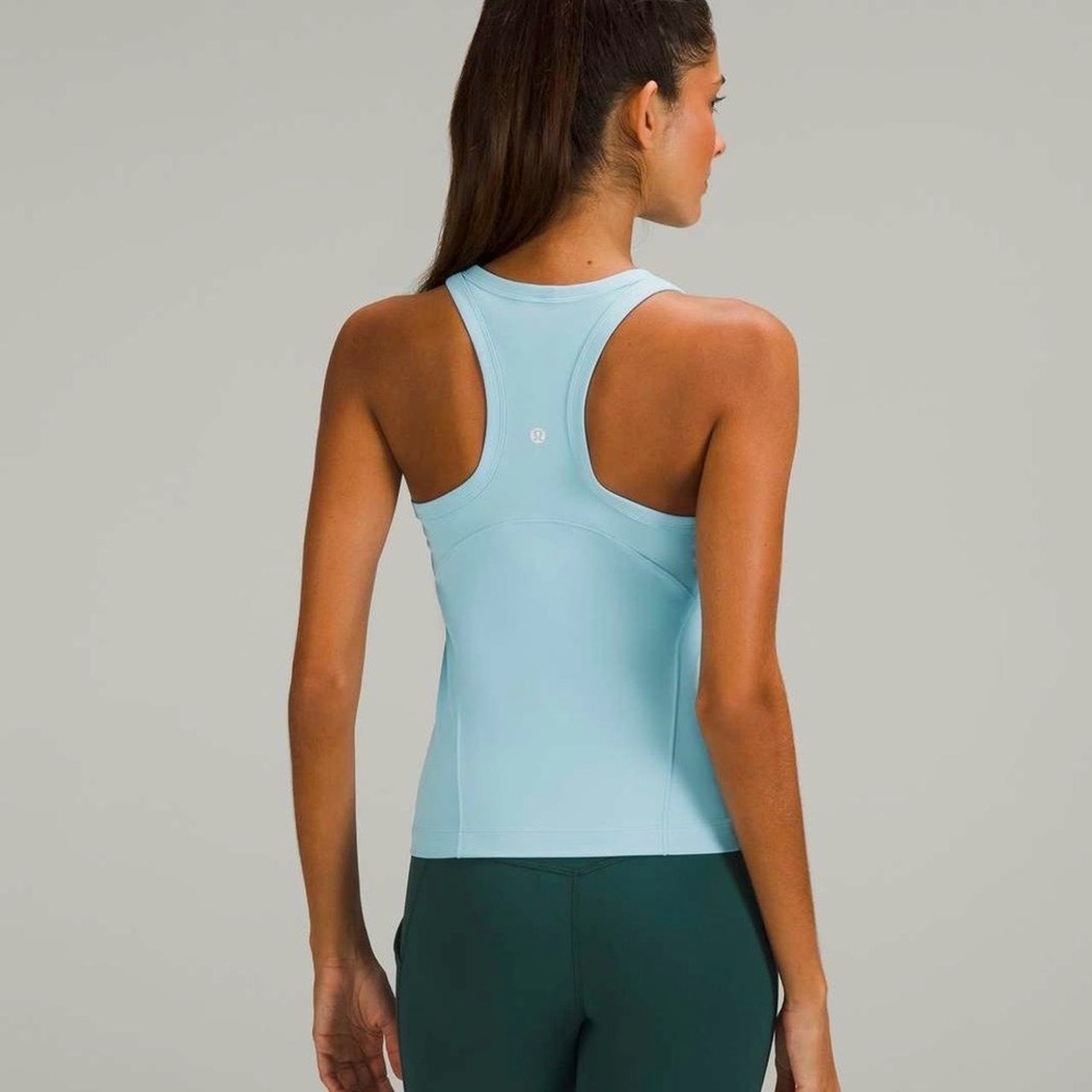 Lululemon Invigorate Training Tank Top‎ Light Blue High Neck Racerback LW1DSPS 4